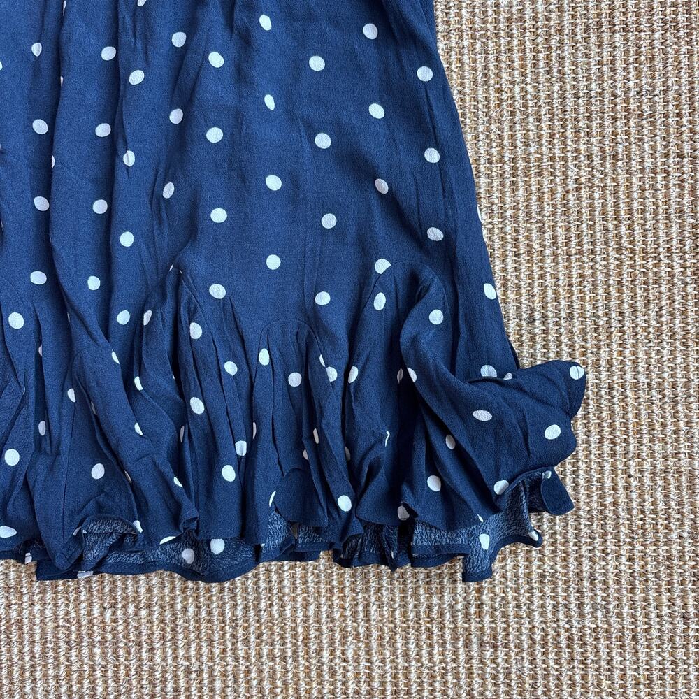 🌊 Ruffle Hem Mini Skirt | Size XS | Navy Polka Dot📏 Size XS - Picture 2 of 5